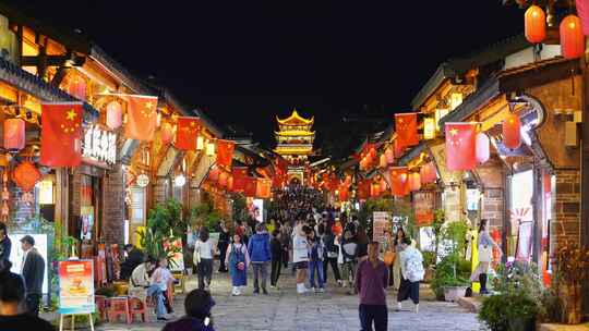 四川凉山西昌市的建昌古城夜景综合镜头