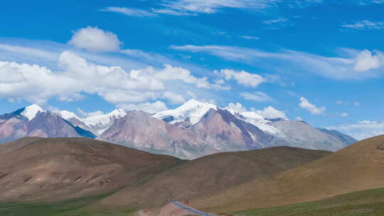 西藏拉萨甲岗雪山航拍延时4k