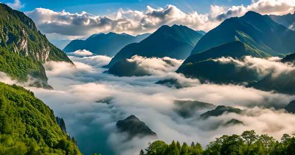 山峦云海自然风光全景