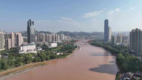 甘肃兰州黄河风光兰州大景航拍