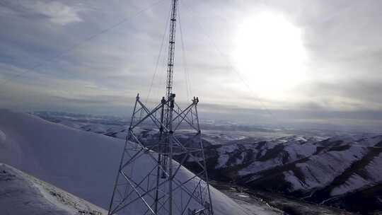 4K西藏5200雪山顶特高压立塔建设12