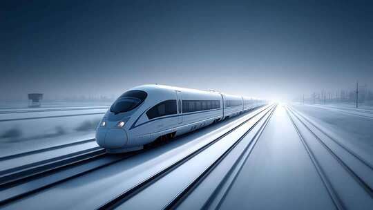 高速列车疾驰向前象征现代交通运输