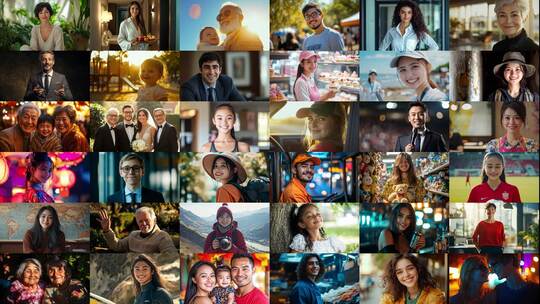 百人千人万人笑容微笑(前136S为快速预览)高清在线视频素材下载