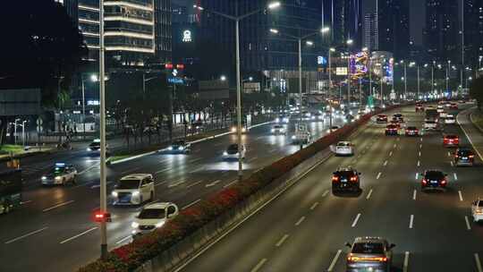 【正版素材】公路车流大城市入夜