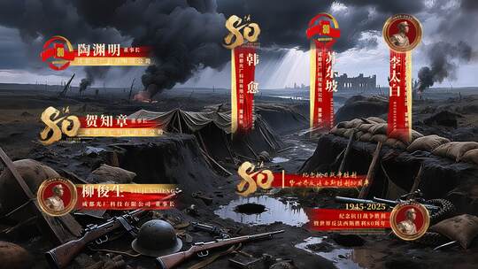 抗战胜利80周年党政人名条字幕