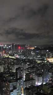 竖屏航拍广东深圳城市大景夜景灯光