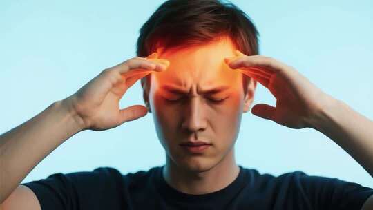 男人双手按压头部表现不适