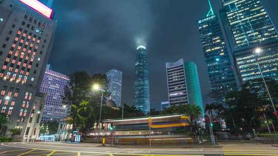 香港CBD夜景_香港国际金融中心延时