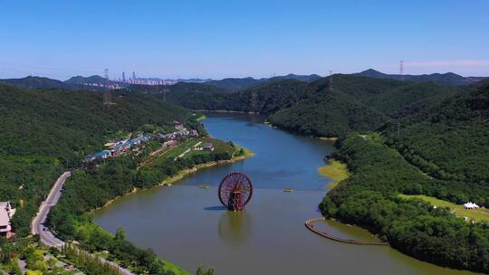 大连棠梨湖 大连西山水库航拍 水库