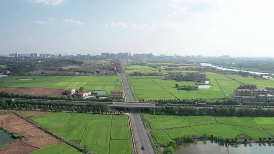 航拍乡村田园公路 美丽乡村