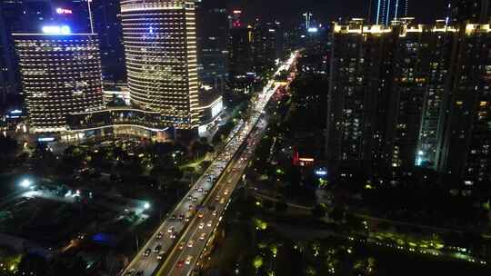 广州城市夜景交通航拍视频素材模板下载