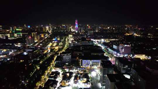 繁华都市夜景灯光璀璨的城市景象