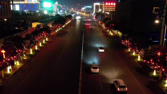 航拍 滕州夜景 夜景航拍 政府大楼 广场