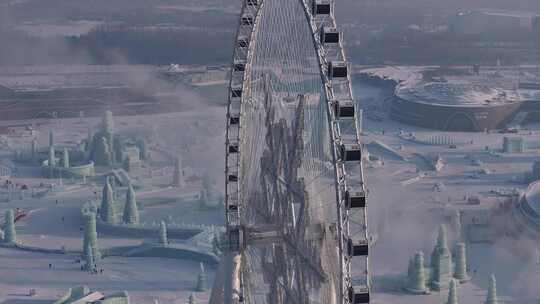 哈尔滨冰雪大世界白天航拍