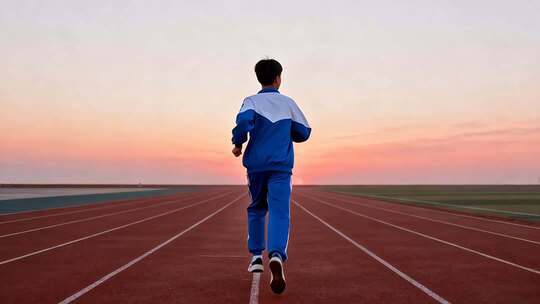 学生在跑道上跑步