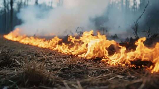 野外草地燃烧的火焰