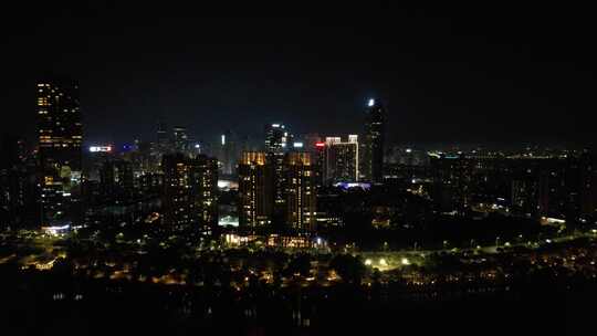 广东惠州城市夜景灯光航拍