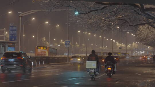 夜晚雪景空镜 冬天雪景