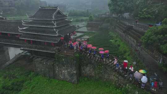 柳州三江程阳八寨侗阳永济桥视频素材模板下载