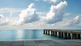 海滨风光自然画卷 宁静海岸壮阔海景蓝天白高清在线视频素材下载