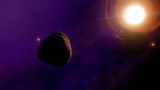 太空中小行星的戏剧性景象