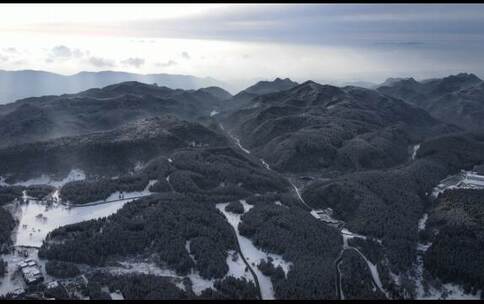仙女山雪景航拍大景视频素材模板下载