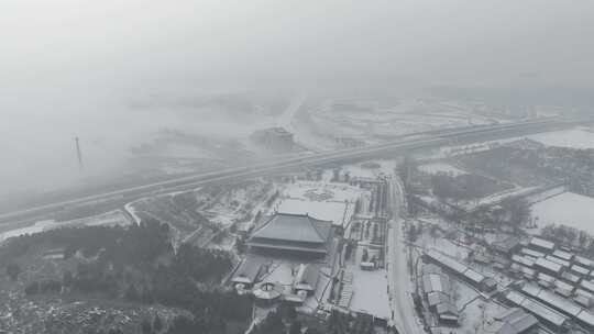 庆都山景区雪景航拍