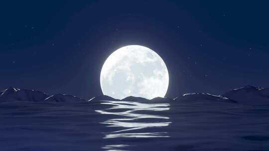 皎洁的月亮从水平线地平线升起