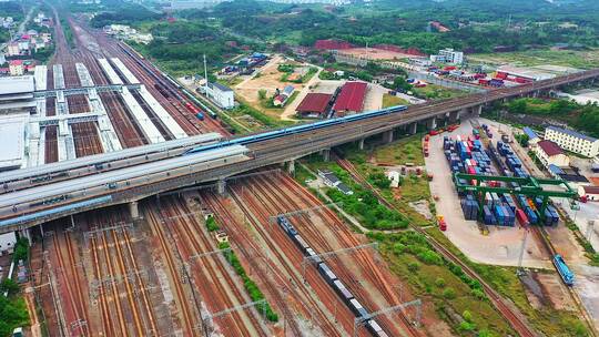 高空拍摄铁路枢纽视频素材模板下载