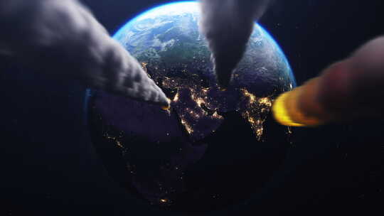 电影特效陨石撞击地球视频素材模板下载