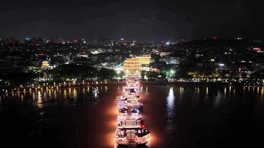 合集广东潮州古城夜景航拍