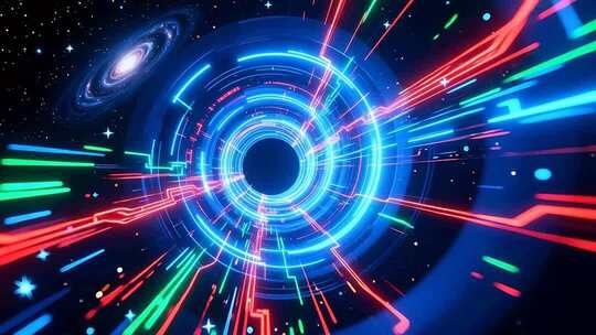 光速粒子冲击特效 穿梭时空片头 时光隧道