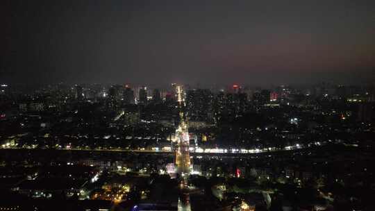 广西北海城市夜景灯光交通航拍