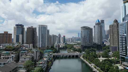 航拍贵阳城市建设南明河风光