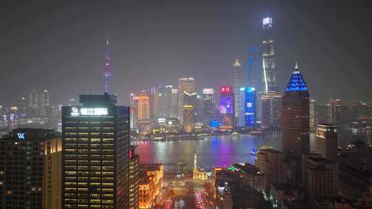 航拍上海 繁华夜景视频素材模板下载
