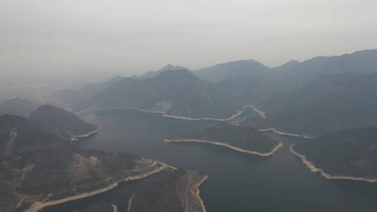 航拍浙江金华九峰山水库