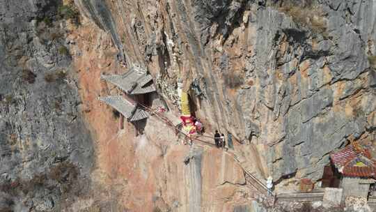 云南大理宾川观音箐悬空寺航拍