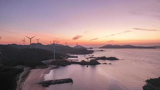 风电 风机  海岛风力发电 海上新能源 延时