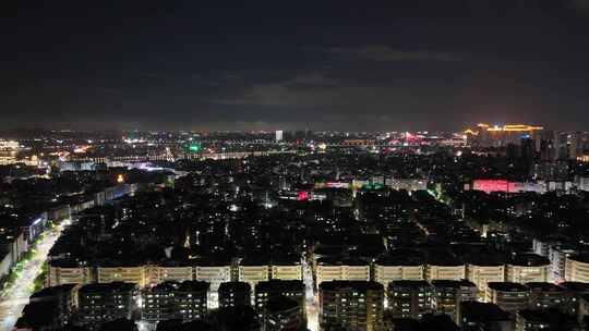 广东潮州城市大景夜景航拍