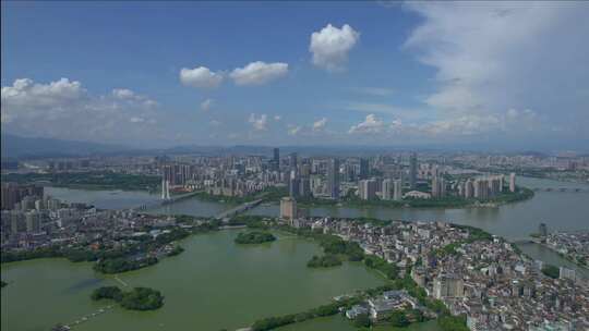 惠州市-惠城区-高空-横移-蓝天白云大景