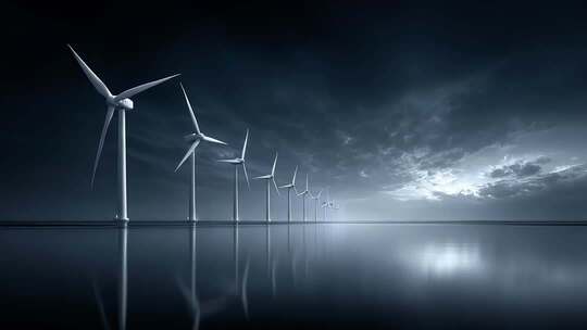 海上风力发电场在阴暗天空下的能源未来