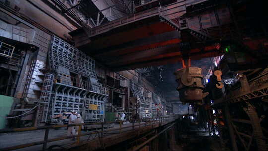 炼钢厂内景空镜  生产车间环境