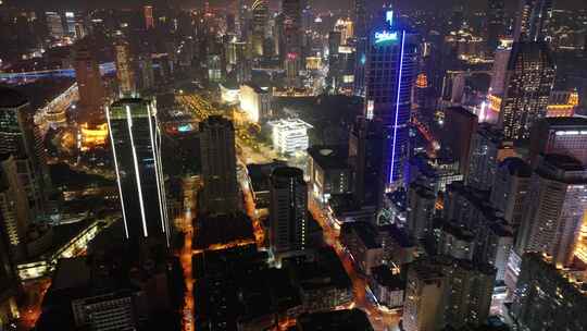 上海黄浦区延安东路夜景航拍延时城市夜晚繁