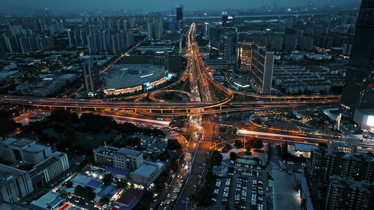 城市道路交通车流立交桥路网繁华夜景