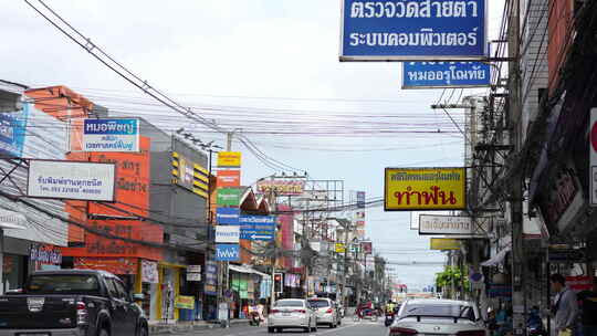 泰国清迈古镇小镇城市街道道路