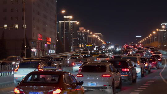 车流空镜 城市夜景车流