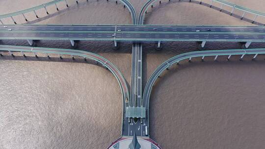 航拍中国著名桥梁杭州湾跨海大桥交通运输