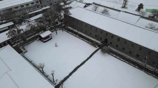 武汉武昌农民运动讲习所雪景航拍