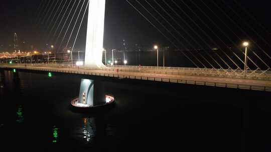 深圳后海跨海大桥夜景航拍空镜