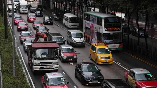 延时道路交通车流辆穿过